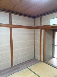 綿壁にクロス貼り施工出来ます。